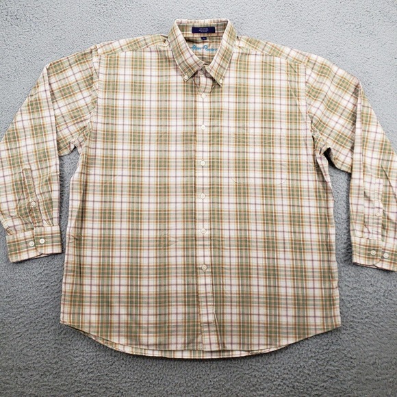 Alan Flusser Shirt Mens XL Plaid Preppy‎ Classicore Long Sleeve Button Down - Picture 1 of 9
